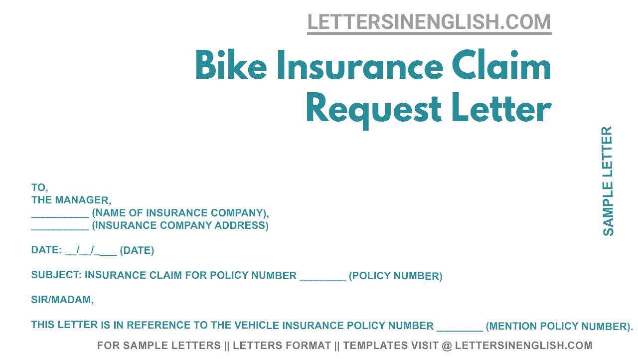 Bike Insurance Claim Request Letter - Sample Enquiry Letter Regarding Claim of Bike Insurance